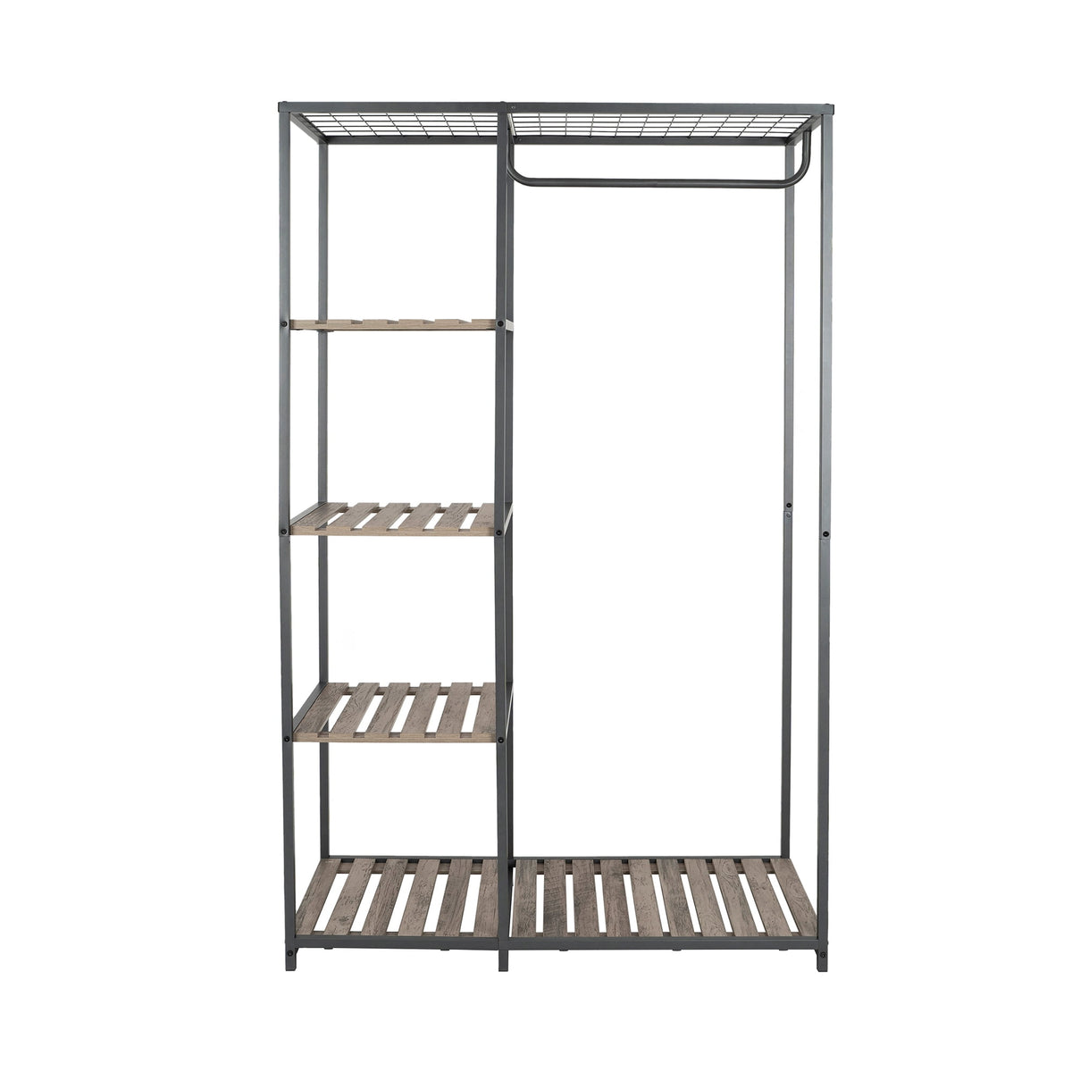 AVERO™ Farmhouse Style Gray Wood and Metal Clothes Rack with Garment Rod - AVERO™