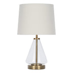AVERO™ Glass with Brass Base Table Lamp, 18" H - AVERO™