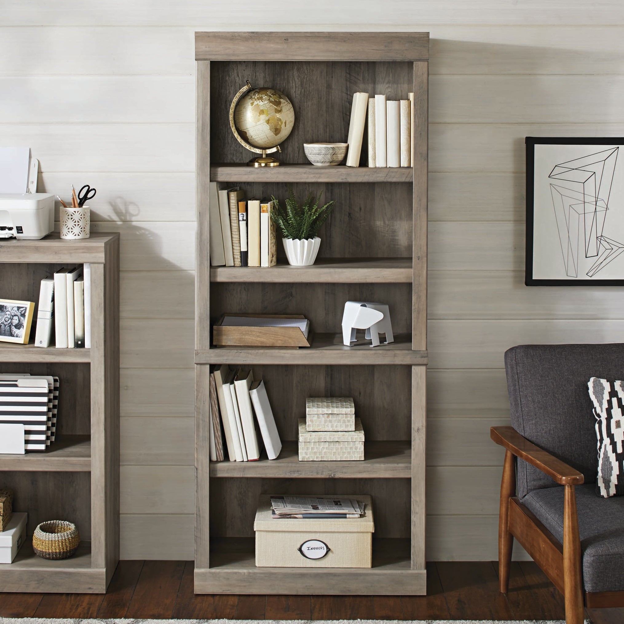 AVERO™ Glendale 5 Shelf Bookcase, Rustic Gray Finish - AVERO™