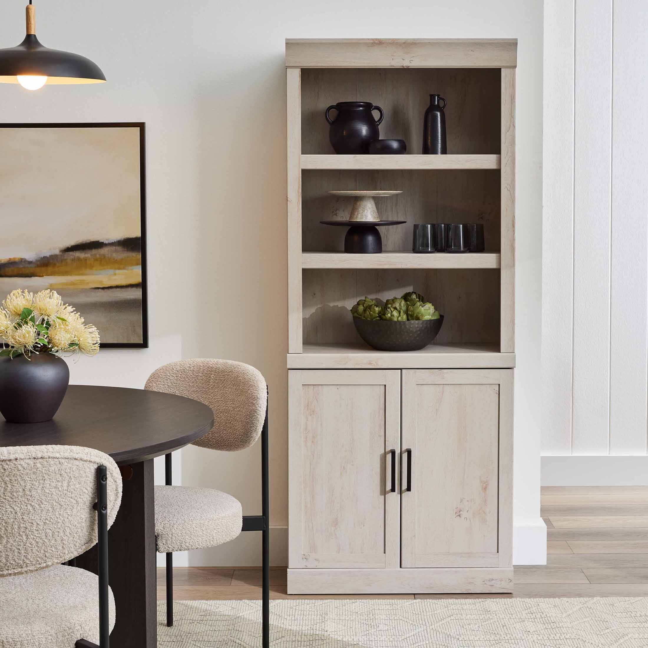 AVERO™ Glendale Bookcase With Doors, Rustic White Finish - AVERO™