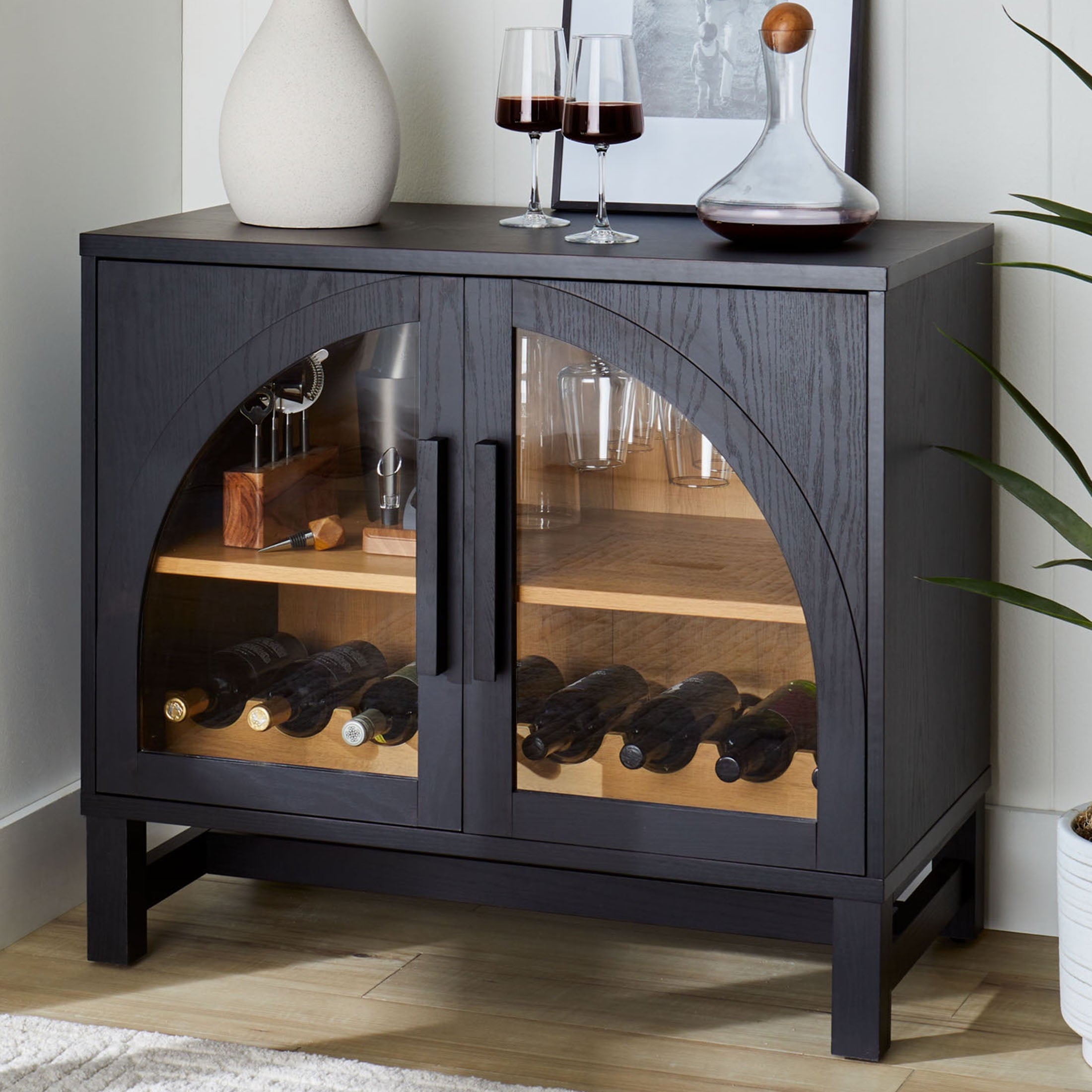 AVERO™ Juliet Arch Door Kitchen Console, Black Finish - AVERO™