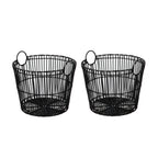 AVERO™ Large Black Poly Rattan Storage Baskets with Handles, Set of 2 - AVERO™