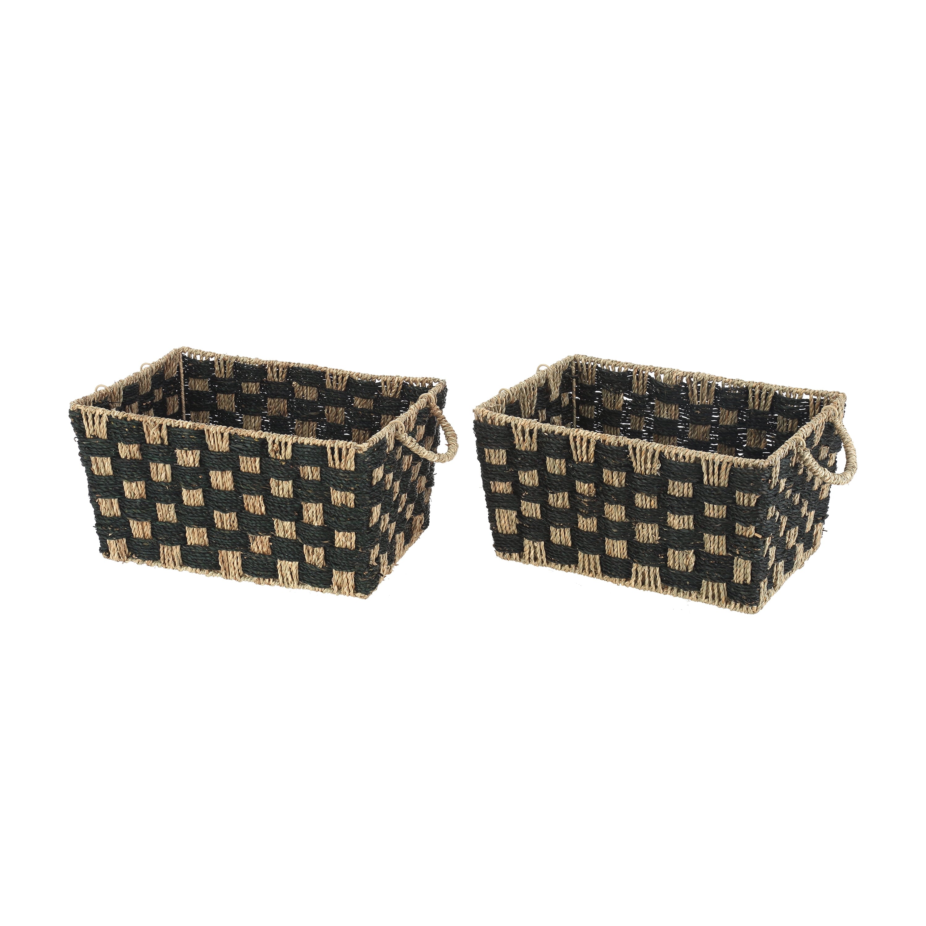 AVERO™ Large Rectangle Checkered Seagrass Storage Basket with Handles, 2 Pack - AVERO™