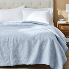 AVERO™ Floral Matelass Quilt, King, Blue Bedding - AVERO™