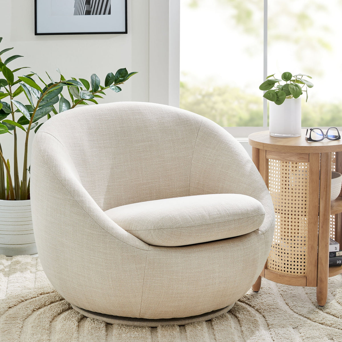 AVERO™ Mira Swivel Accent Chair, Cream - AVERO™