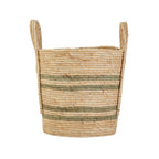 AVERO™ Natural Maize Colored Stripe Basket, Green, Large - AVERO™
