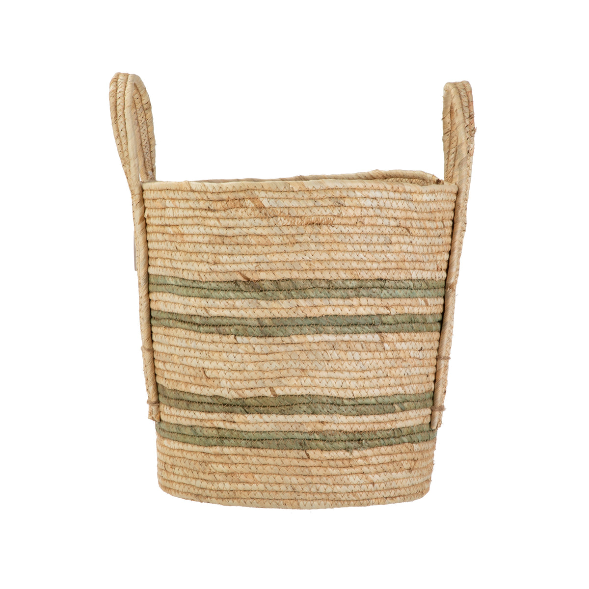 AVERO™ Natural Maize Colored Stripe Basket, Green, Large - AVERO™
