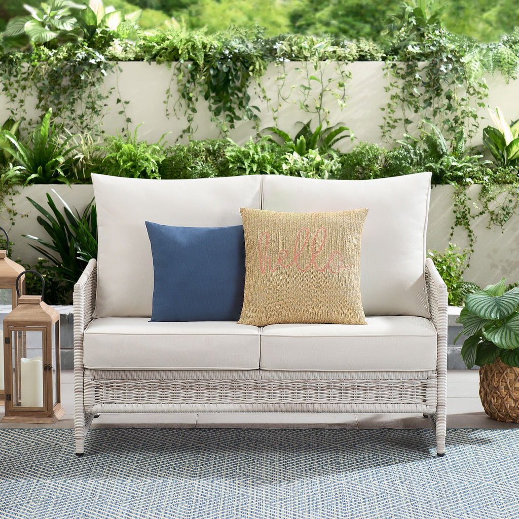 AVERO™ Paige 1 Piece Wicker Outdoor Loveseat with Cushions, White - AVERO™
