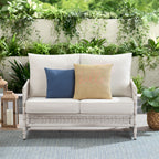 AVERO™ Paige 1 Piece Wicker Outdoor Loveseat with Cushions, White - AVERO™