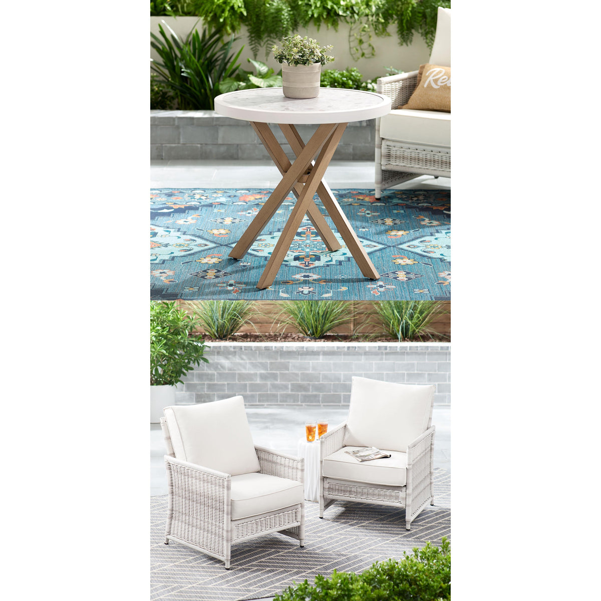AVERO™ Paige 3-Piece Outdoor Wicker Bistro Set, White - AVERO™