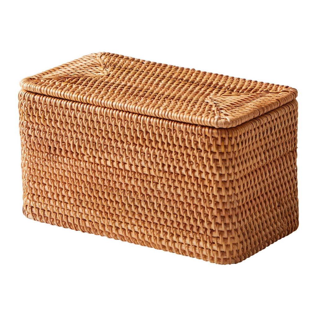 AVERO™ Brown Rattan Organizer Basket with Lid - AVERO™