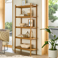 AVERO™ Springwood 5 Shelf Bookcase with Solid Wood Frame, Light Honey Finish - AVERO™