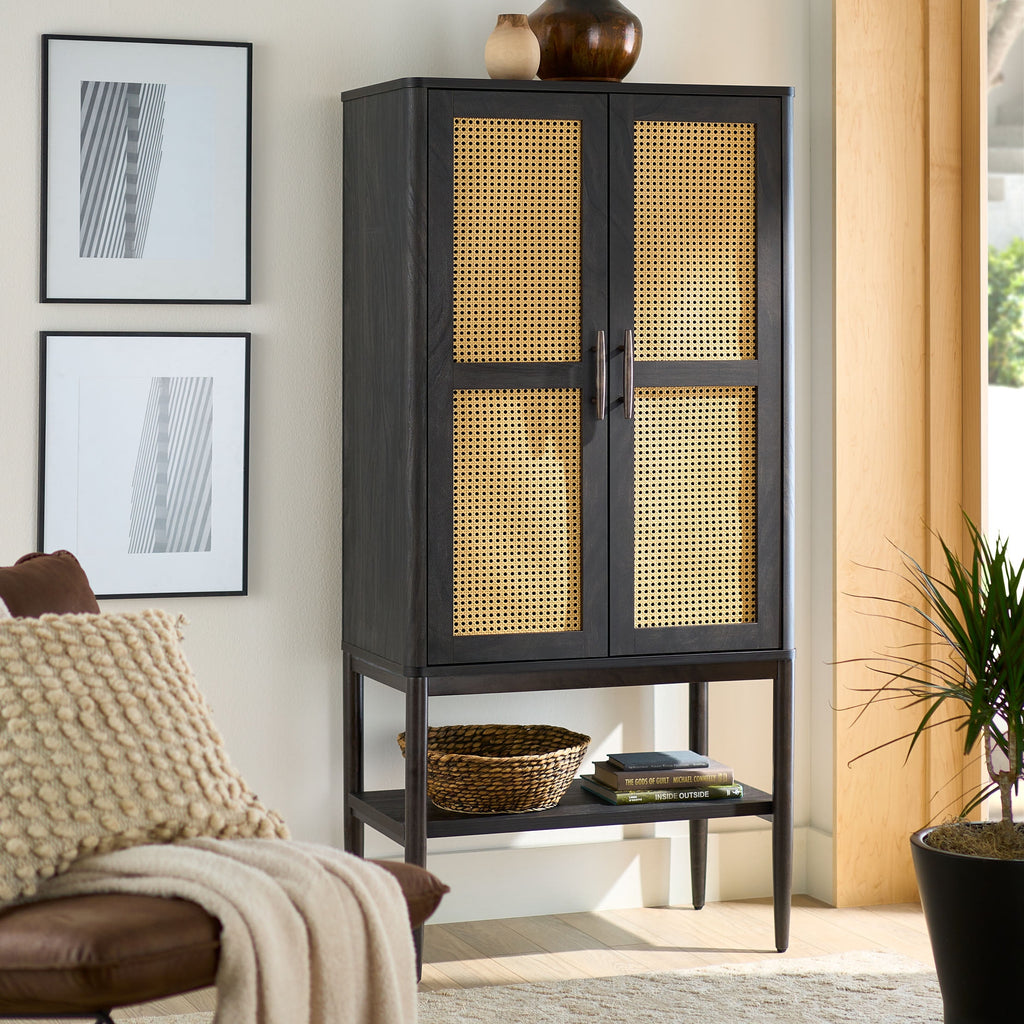 AVERO™ Springwood Caning Storage Accent Cabinet, Light Honey Finish