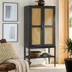 AVERO™ Springwood Caning Storage Accent Cabinet, Light Honey Finish