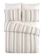 AVERO™ Ticking Stripe Cotton Quilt, Off-White, Full/Queen, All Ages - AVERO™