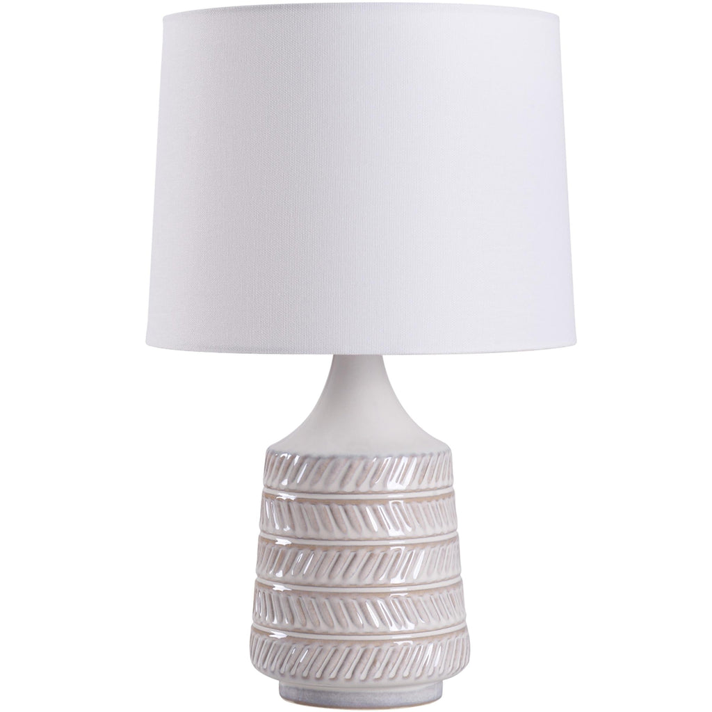 AVERO™ White and Beige Etched Ceramic Table Lamp with Shade 17"H - AVERO™