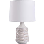 AVERO™ White and Beige Etched Ceramic Table Lamp with Shade 17"H - AVERO™