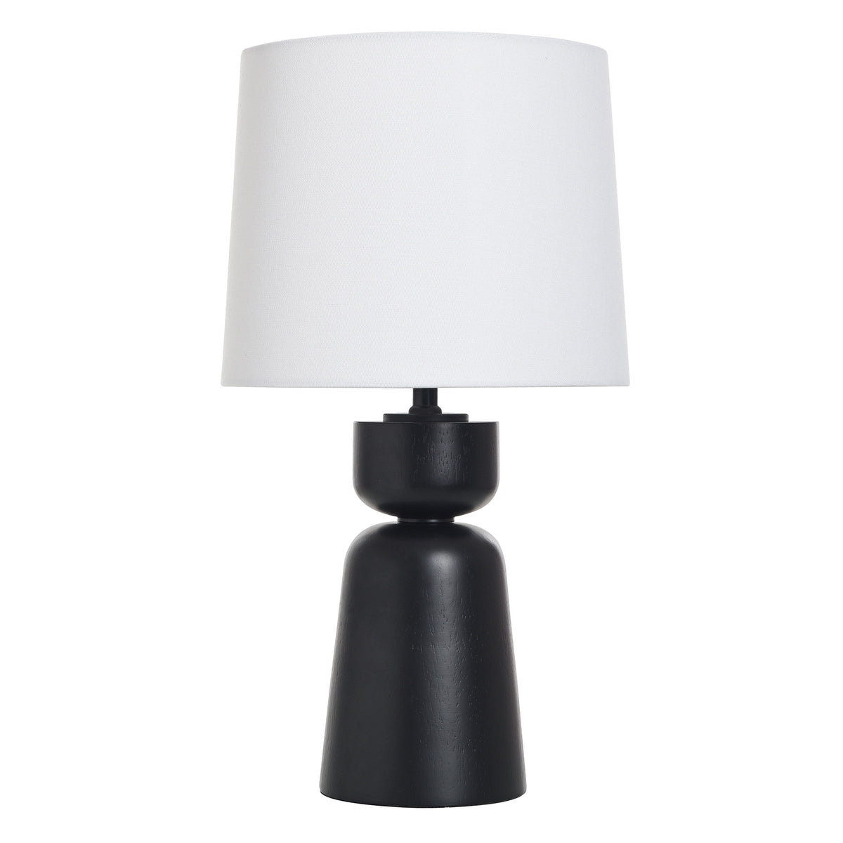 AVERO™ Wood Totem Table Lamp with White Linen Shade, 10"L x 10"W x 18"H - AVERO™
