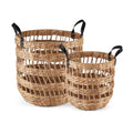 AVERO™ 2-Pack Round Decorative Storage Baskets with Faux Leather Handles, Natural, 14.5 in x 16.5 in - AVERO™