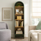 AVERO™ Juliet Narrow Arch Bookcase, Rich Black and Light Honey