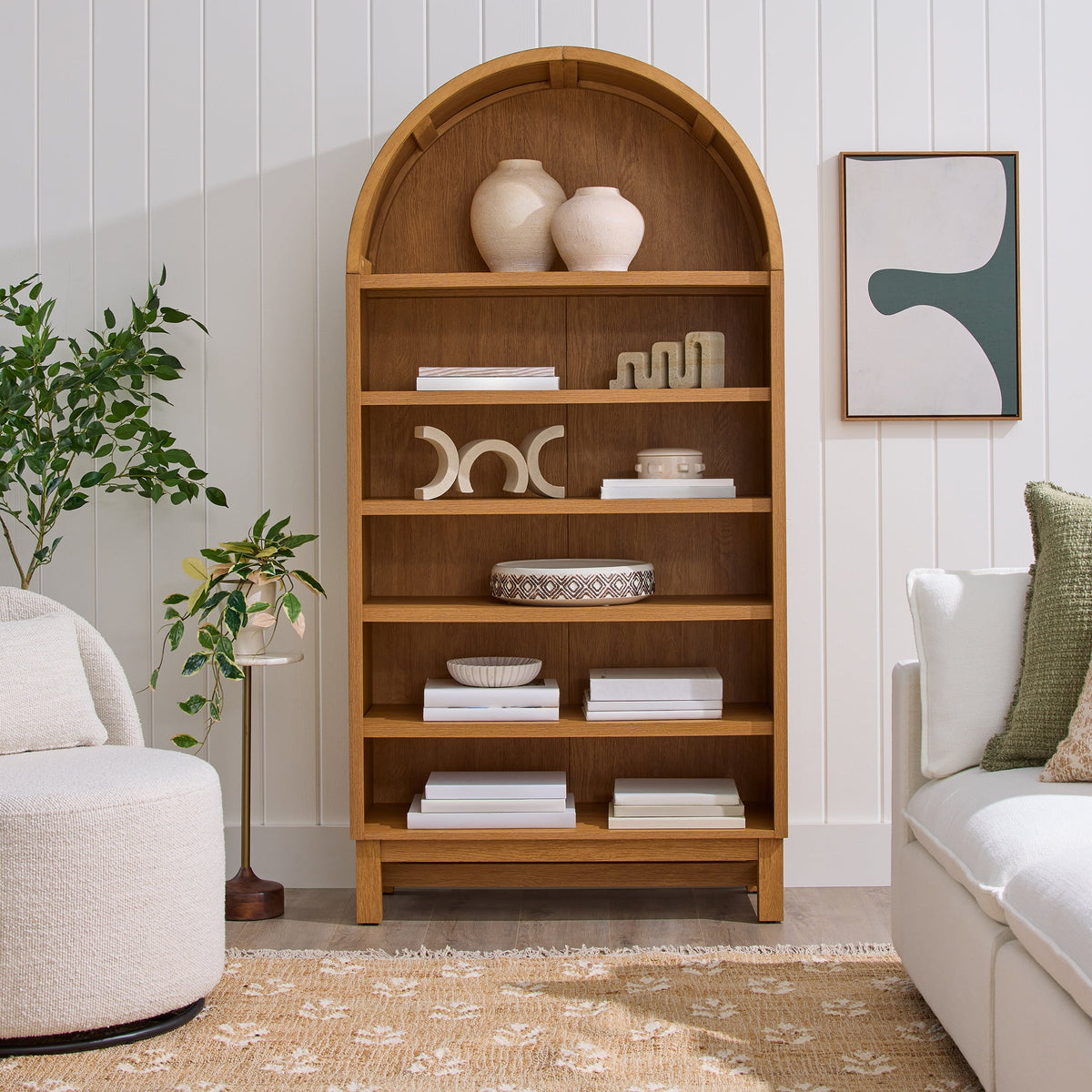 AVERO™ Juliet Open Arch Bookcase, Rich Black and Light Honey