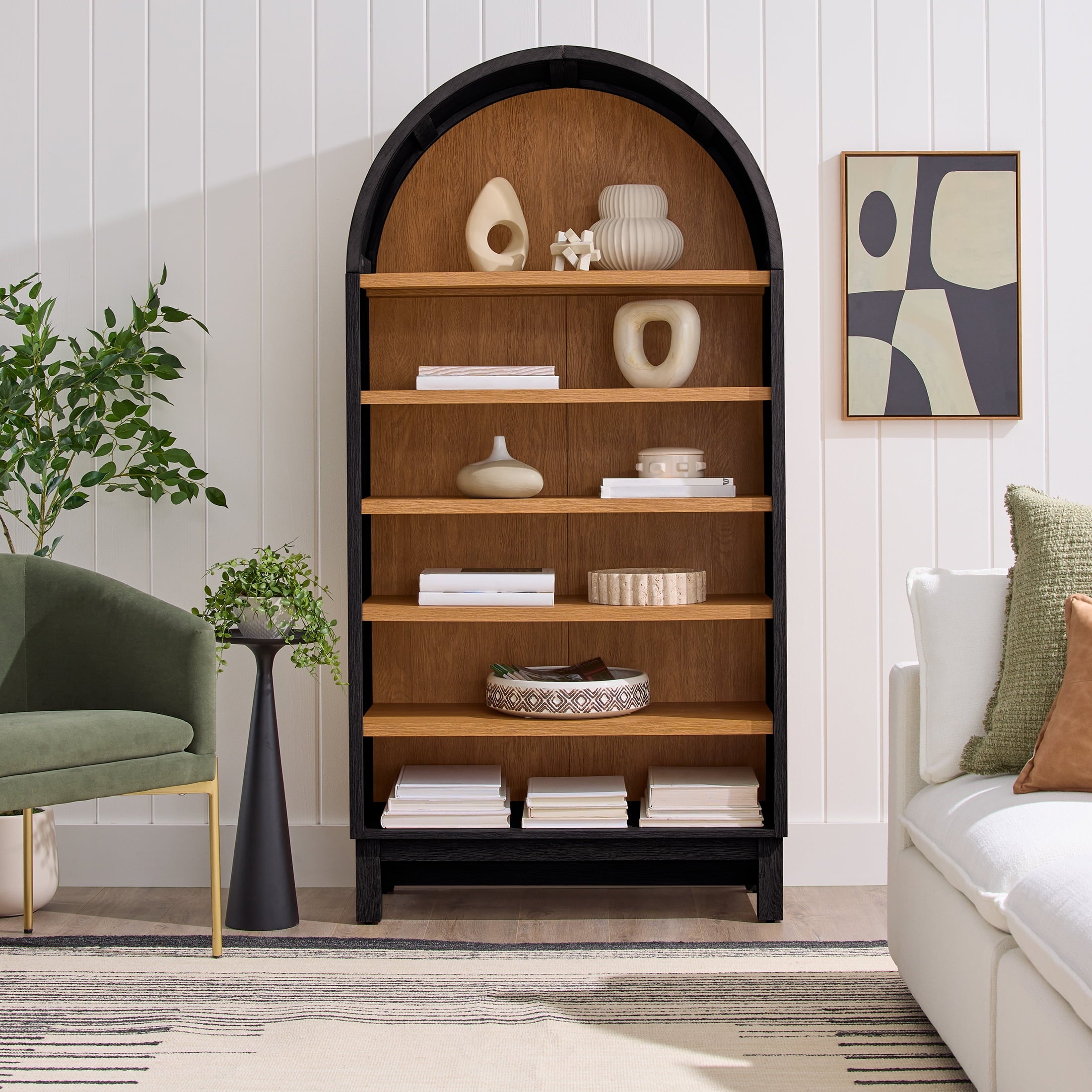AVERO™ Juliet Open Arch Bookcase, Rich Black and Light Honey - AVERO™