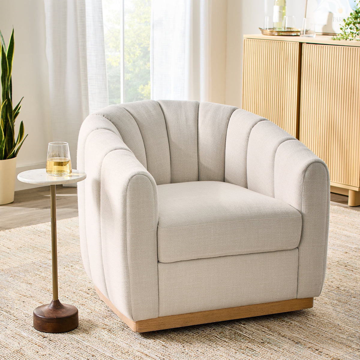 AVERO™ Lillian Accent Swivel Chair, Cream Linen - AVERO™