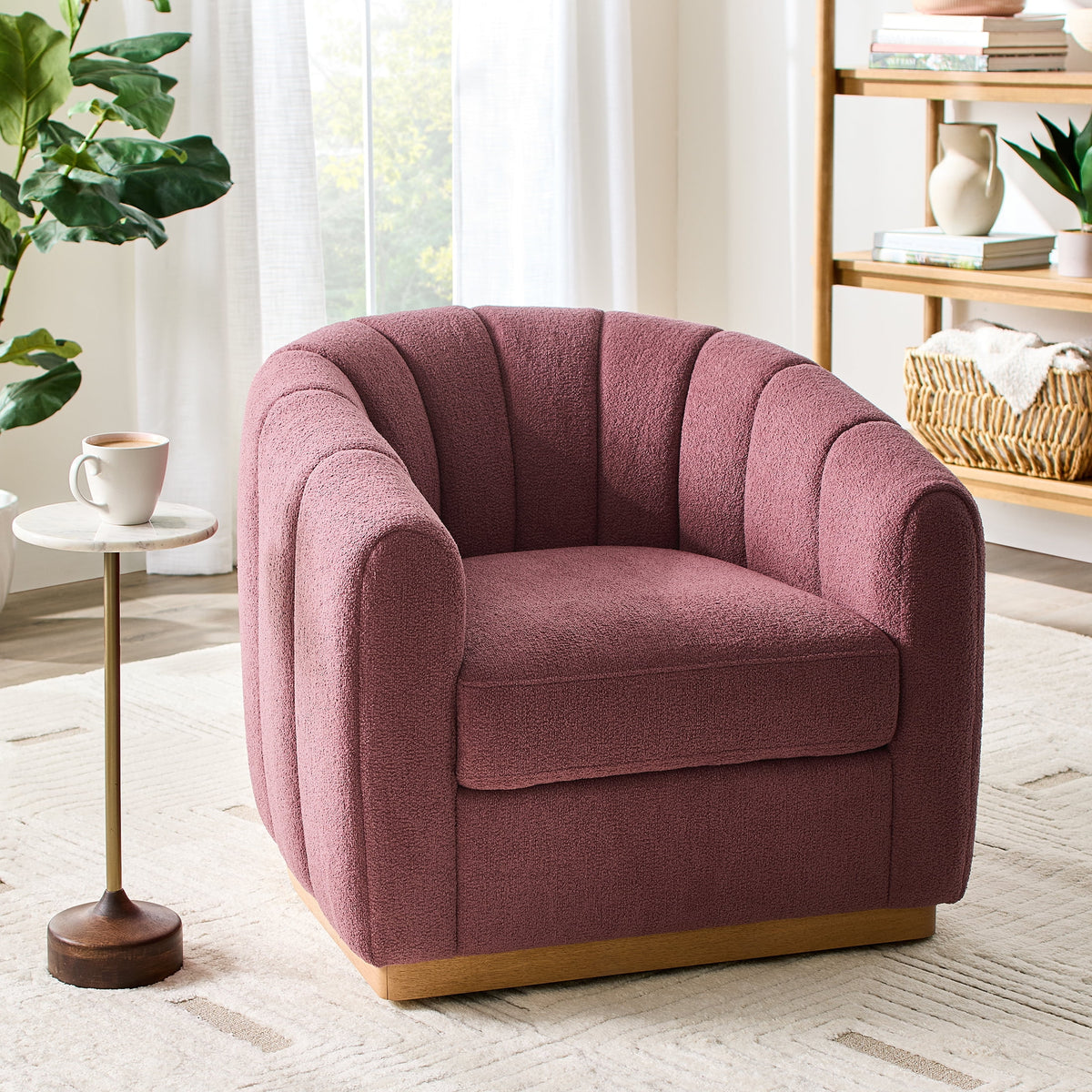 AVERO™ Lillian Accent Swivel Chair, Cream Linen