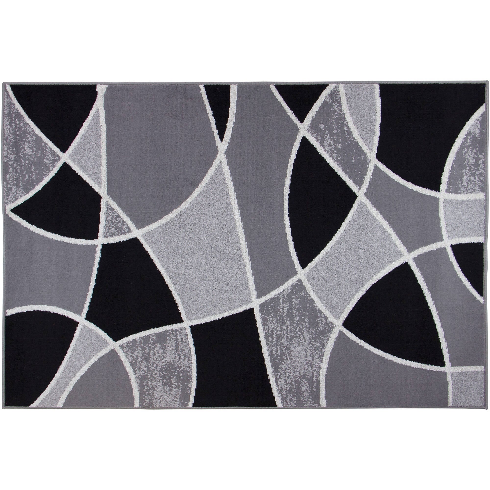 AVERO™ Block Polypropylene Rug, 4'11" x 7', Black - AVERO™