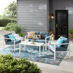AVERO™ Dashwood 4pc Conversation Set, White with Blue - AVERO™