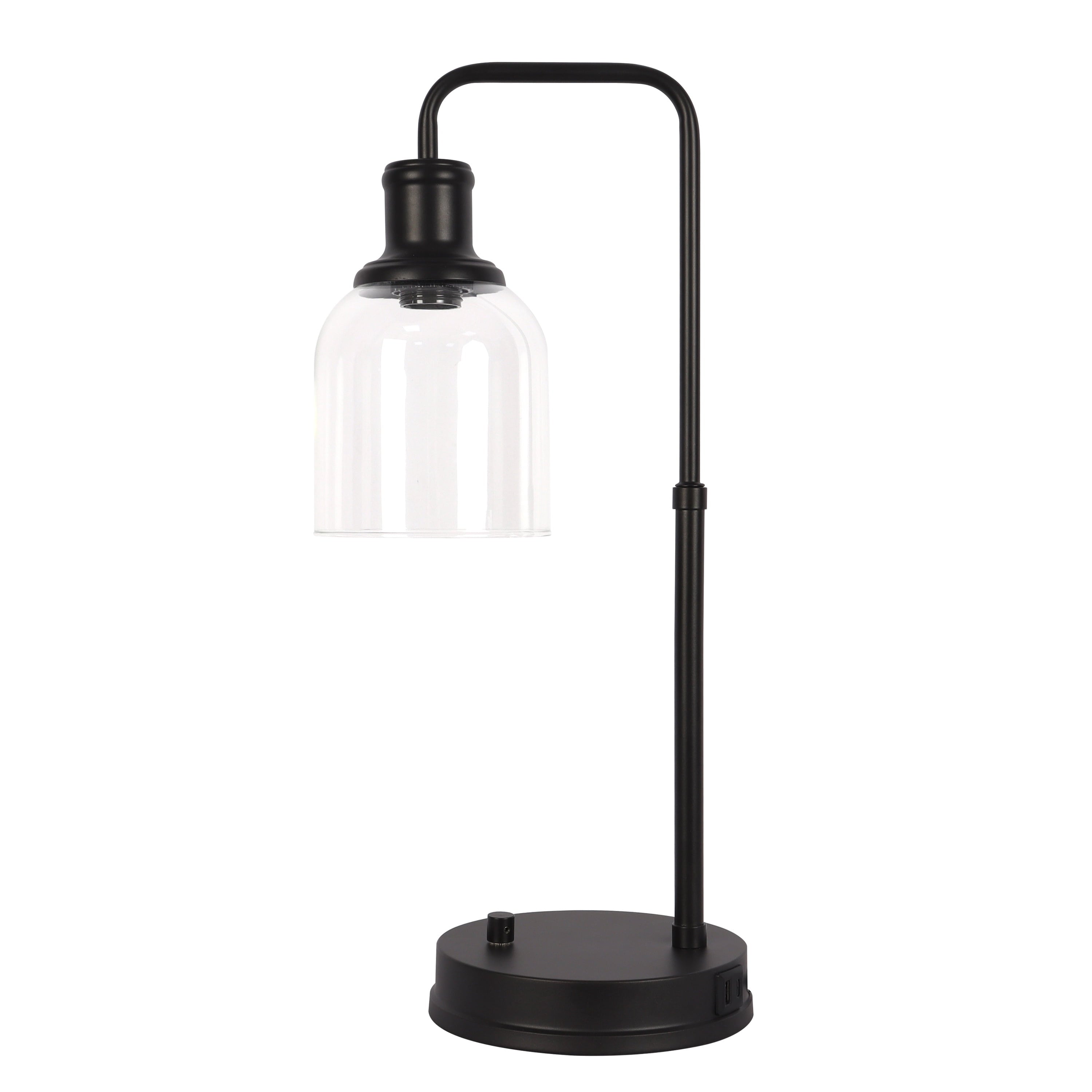 AVERO™ Bronze Table Lamp with Clear Glass Shade and USB/USB-C Ports - AVERO™
