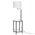 AVERO™ Glass End Table Floor Lamp with White Shade, Matte Black, 17"L x 17"W x 54"H - AVERO™