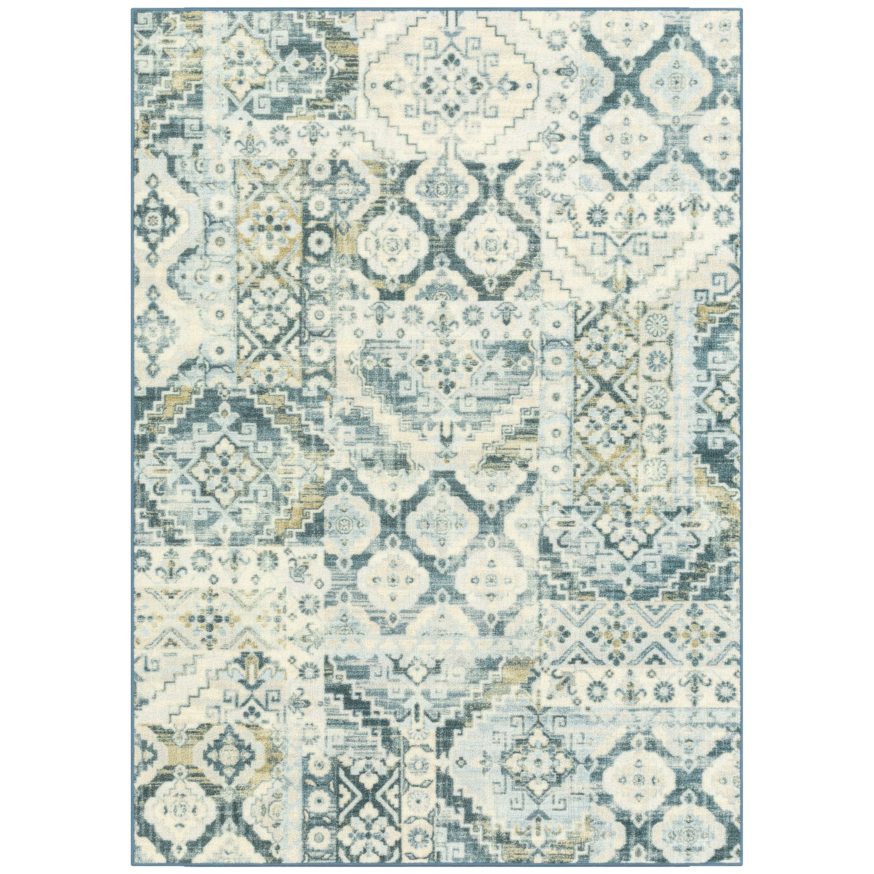 AVERO™ Patchwork Loop Print Blue Green Indoor Area Rug, 5' x 7' - AVERO™