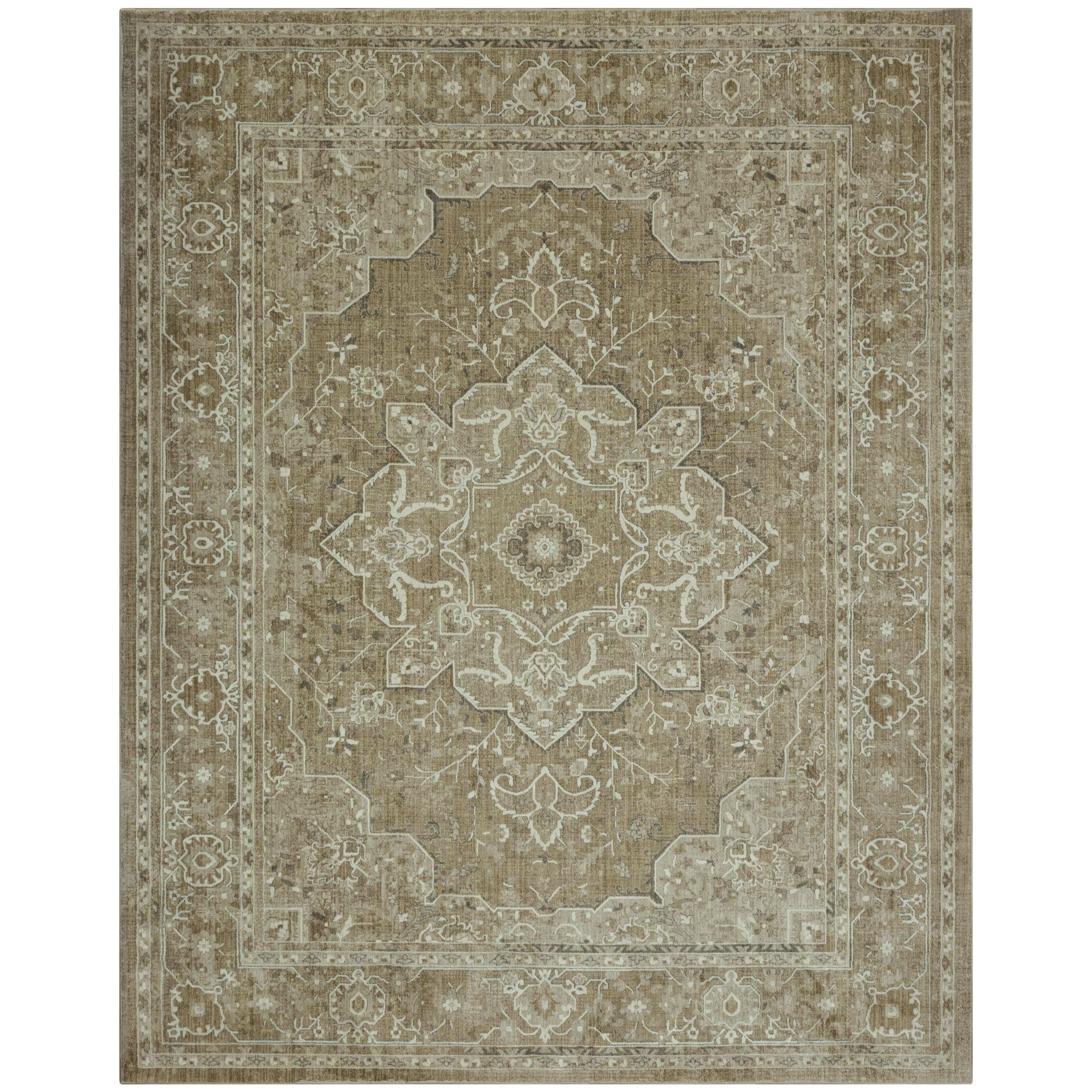 AVERO™ Traditional Plush Beige Medallion Indoor Area Rug, 7' 9" x 10' - AVERO™