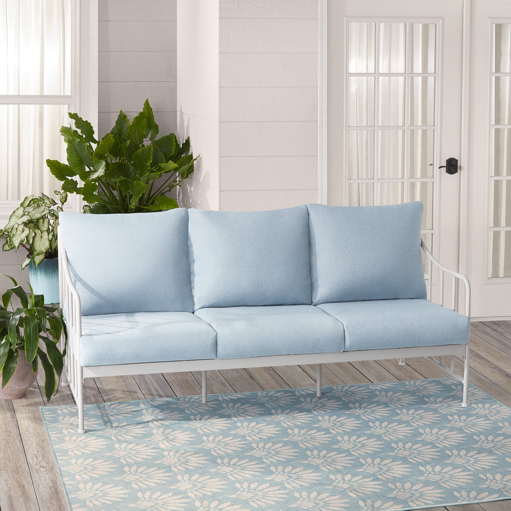 AVERO™ Aubrey Outdoor Metal Sofa with Blue Cushion - AVERO™