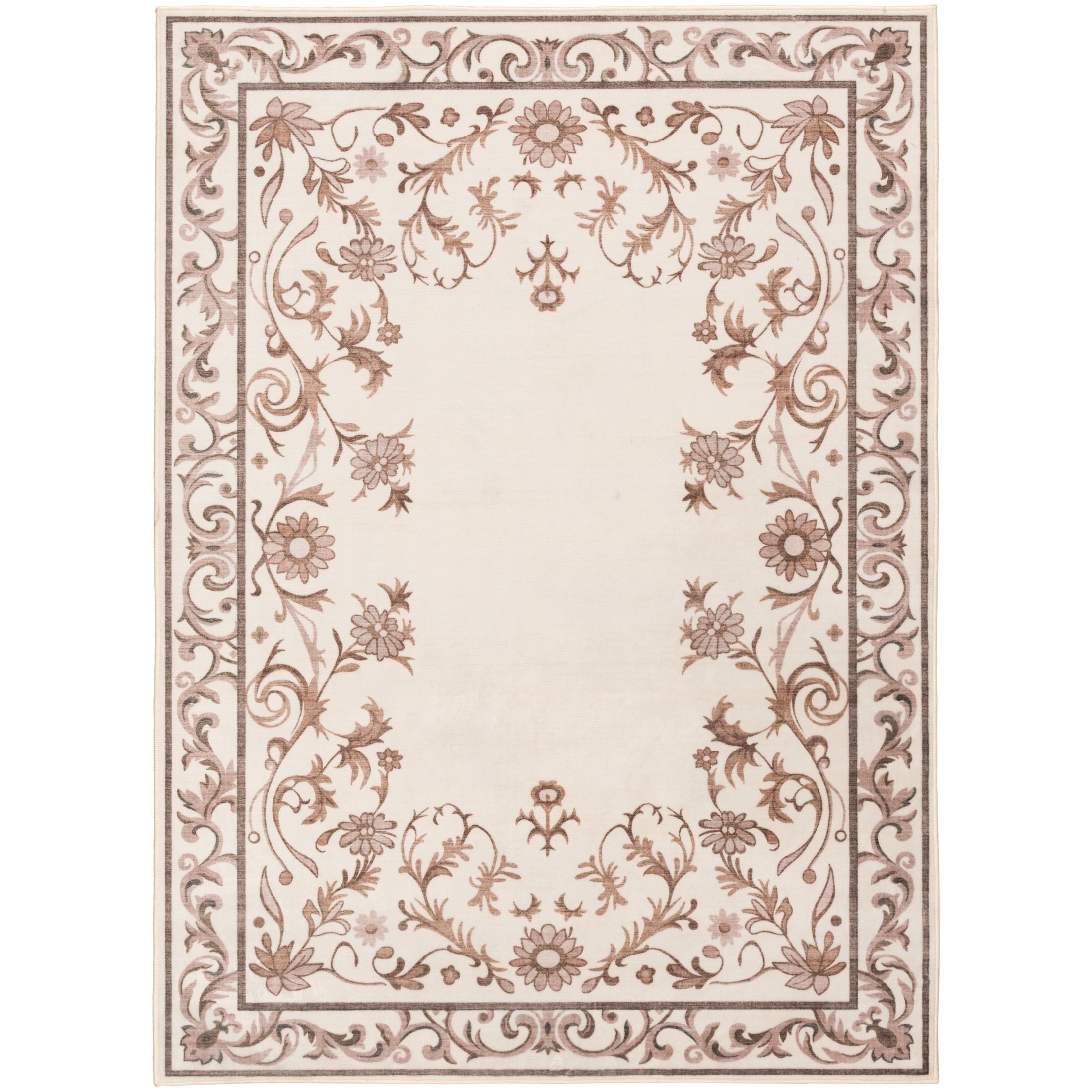 AVERO™ Tan Floral Faux Fur Indoor Area Rug, 4 ft x 5 ft 6 in - AVERO™