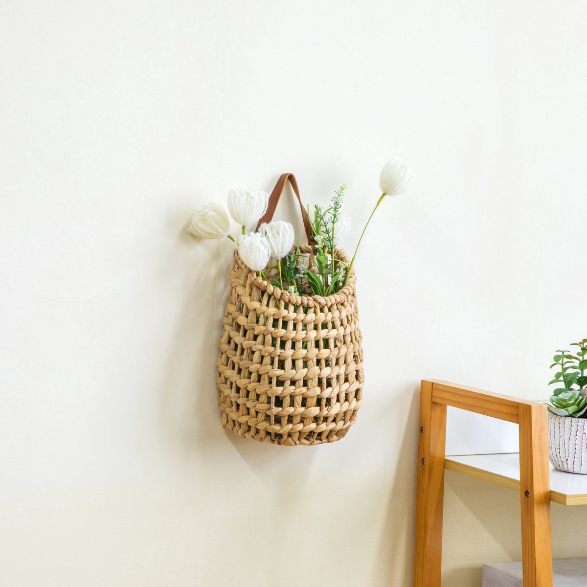 AVERO™ (2 Pack) Better Homes Gardens Water Hyacinth Hanging Basket with Faux Leather Strap - AVERO™