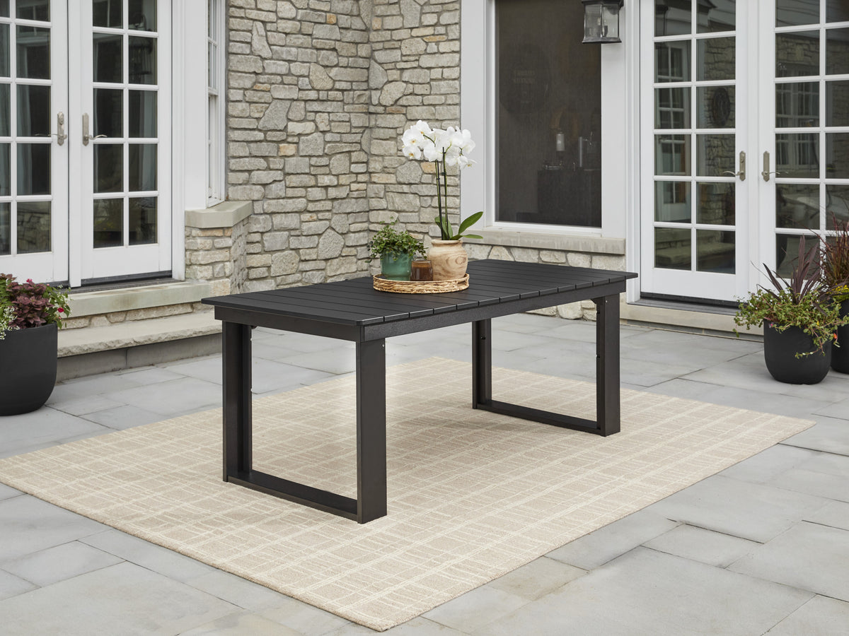 AVERO™ Ezra 6-Piece Outdoor HDPE Dining Set with Bench, Black - AVERO™