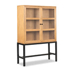 AVERO™ Ezra China Cabinet, Light Honey Finish and Black Stand - AVERO™
