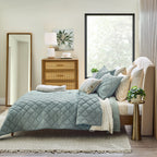 AVERO™ Diamond Gauze Quilt, Sage Green, Full/Queen - AVERO™