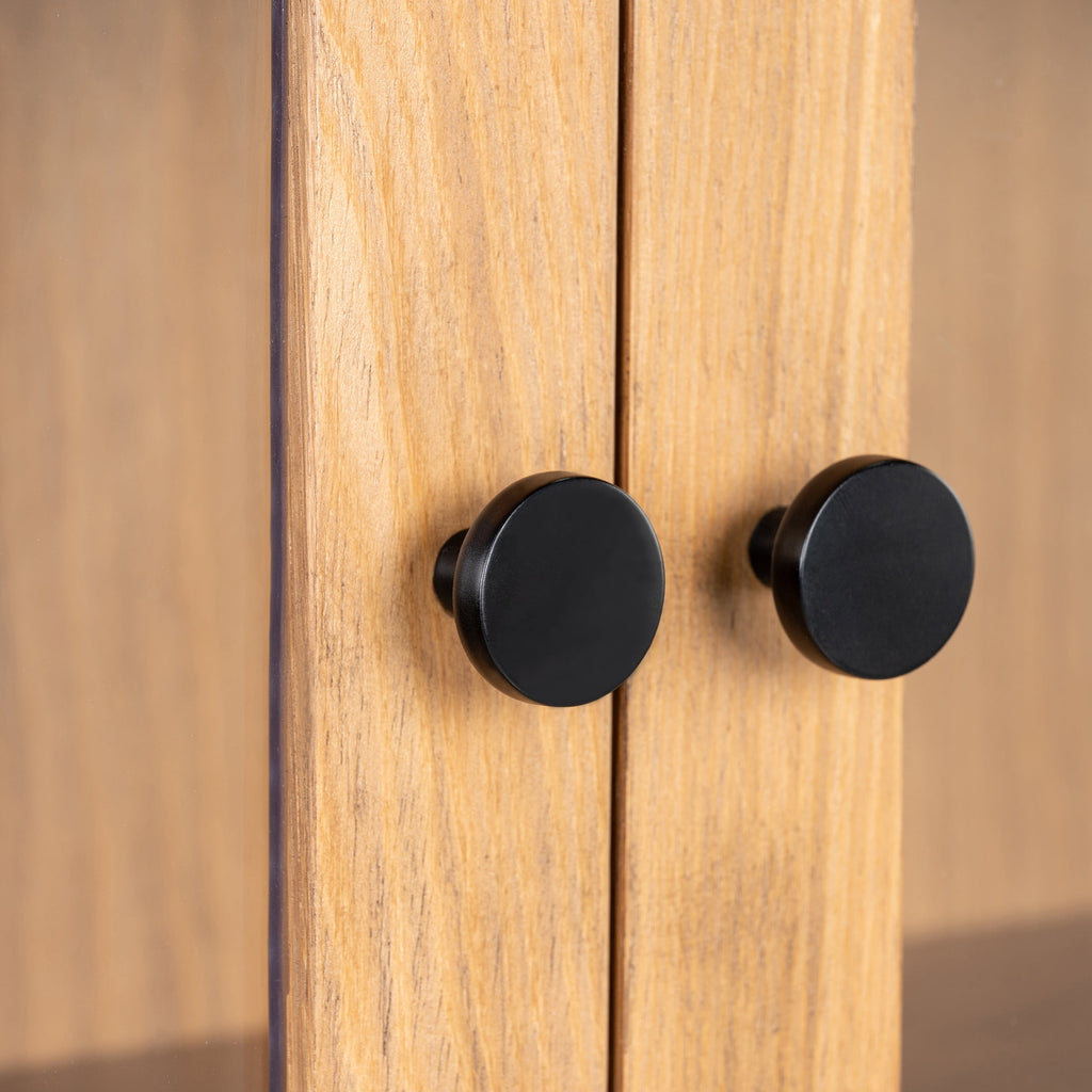 AVERO™ Ezra China Cabinet, Light Honey Finish and Black Stand - AVERO™