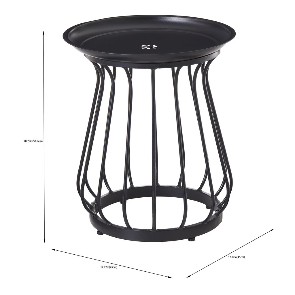 AVERO™ Aubrey 3-Piece Outdoor Steel Stationary Chat Set, Stripe Cushion - AVERO™