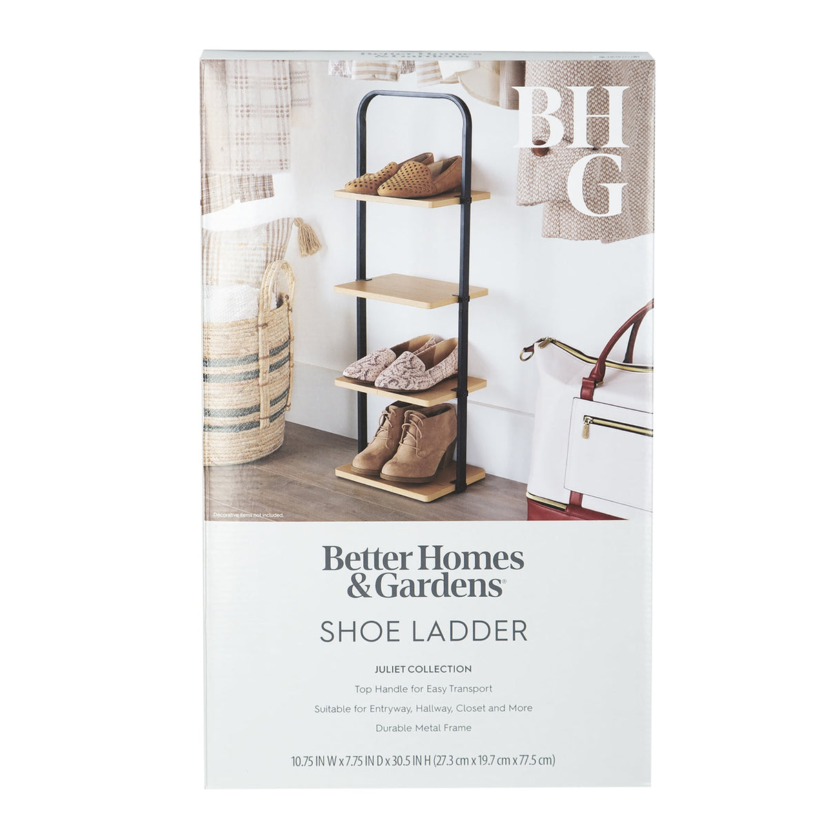 AVERO™ Juliet 4-Tier Wooden Shoe Ladder for Shoe Storage, Black and Light Honey Wood, Holds up to 4 Pairs - AVERO™