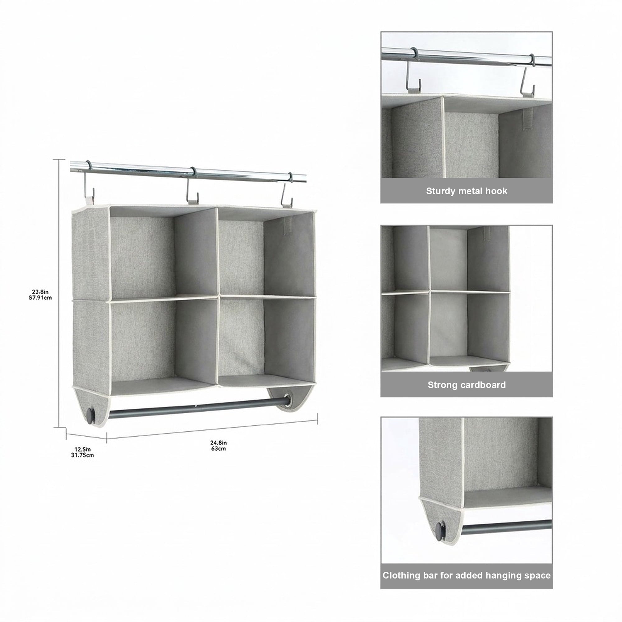 AVERO™ (2 pack) 4-Shelf Gray Hanging Closet Organizer with Rack - AVERO™