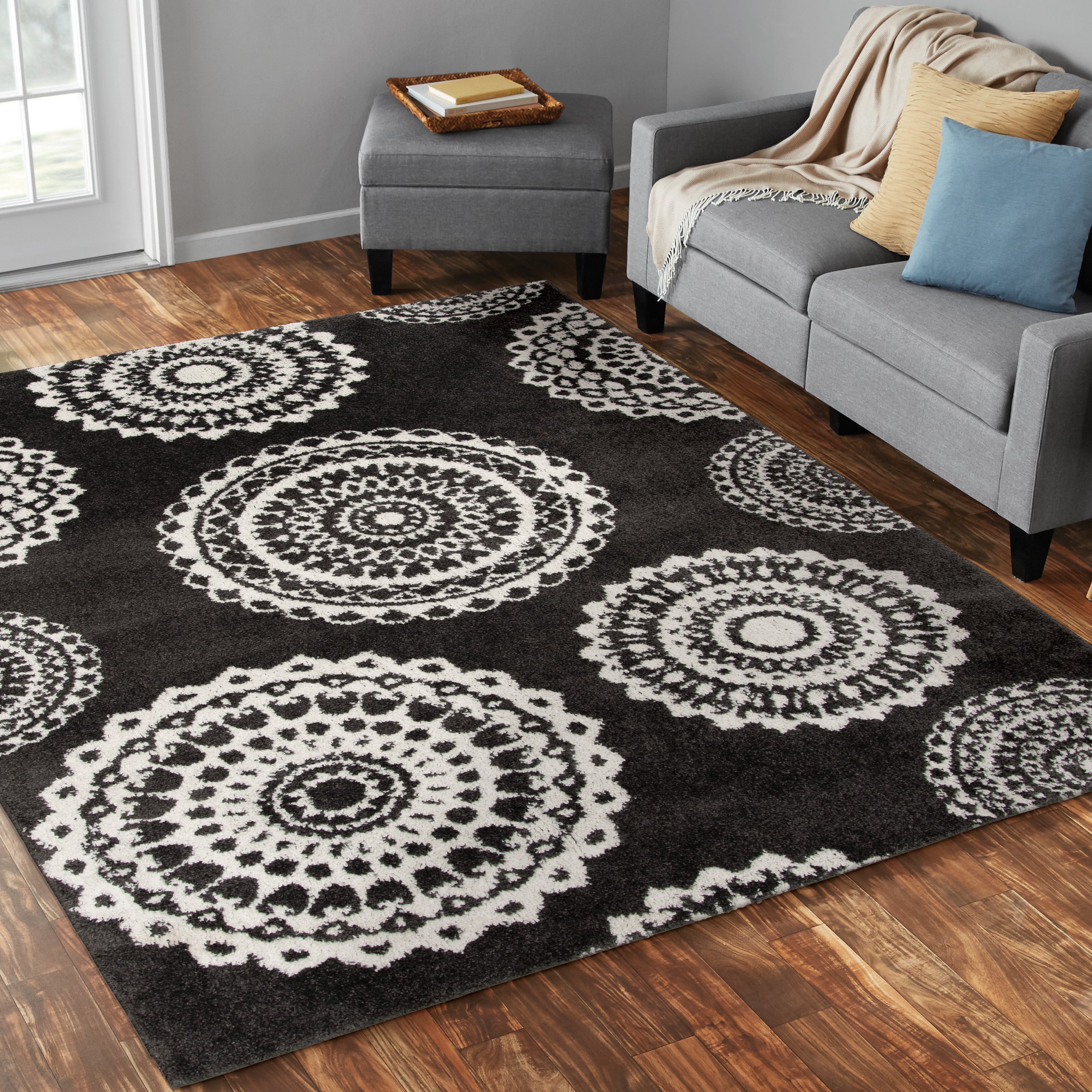 AVERO™ 9'X12' Charcoal Gray Medallion Shag Indoor Area Rug - AVERO™