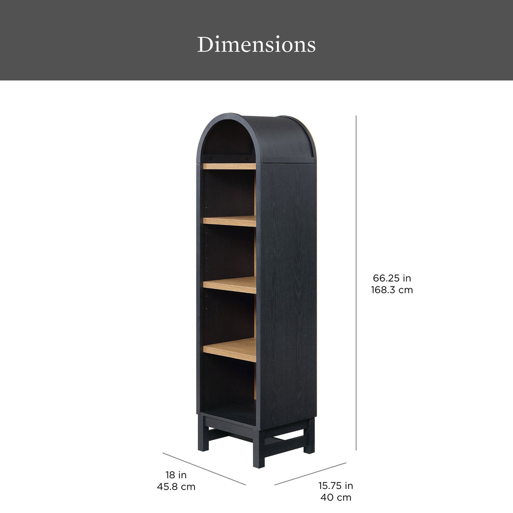 AVERO™ Juliet Narrow Arch Bookcase, Rich Black and Light Honey - AVERO™