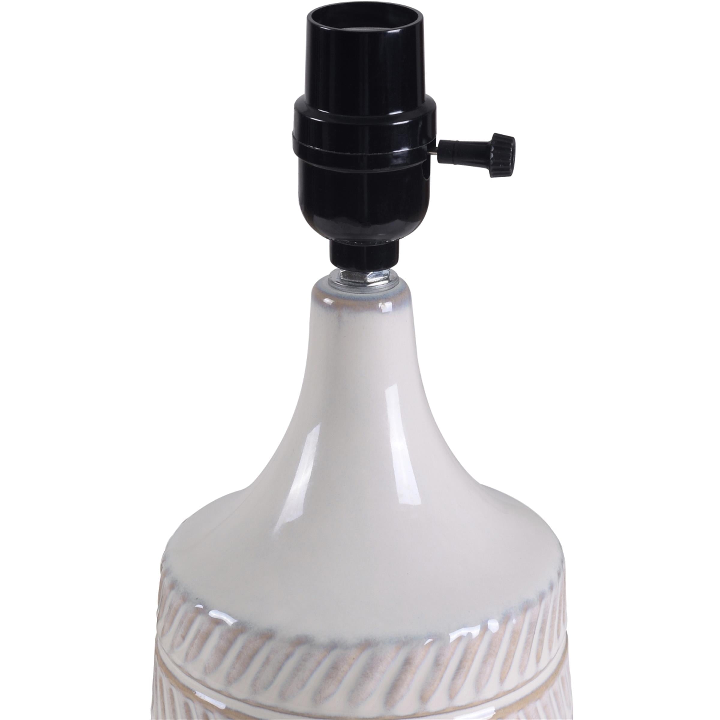 AVERO™ White and Beige Etched Ceramic Table Lamp with Shade 17"H - AVERO™