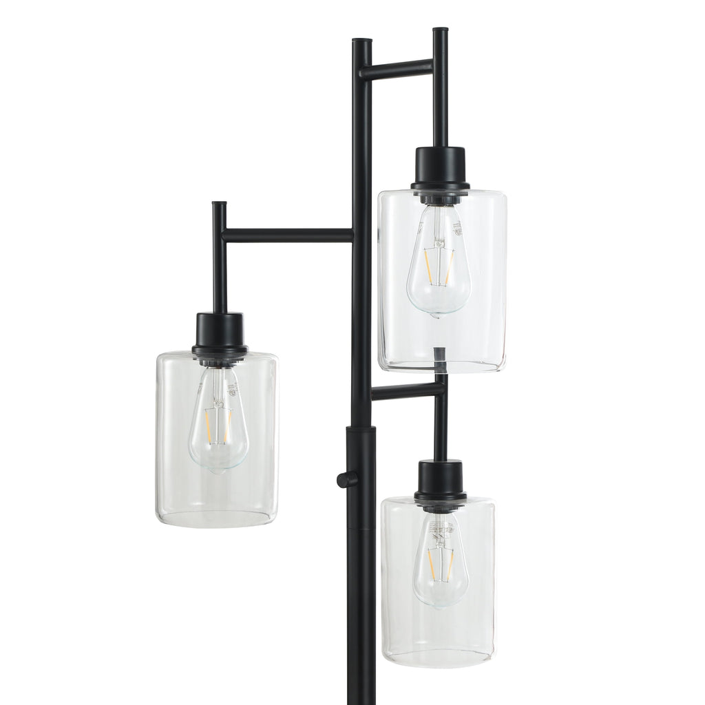 AVERO™ 63.5 in 3 Light Contemporary Black Floor Lamp Clear Glass - AVERO™