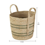 AVERO™ Natural Maize Colored Stripe Basket, Green, Large - AVERO™