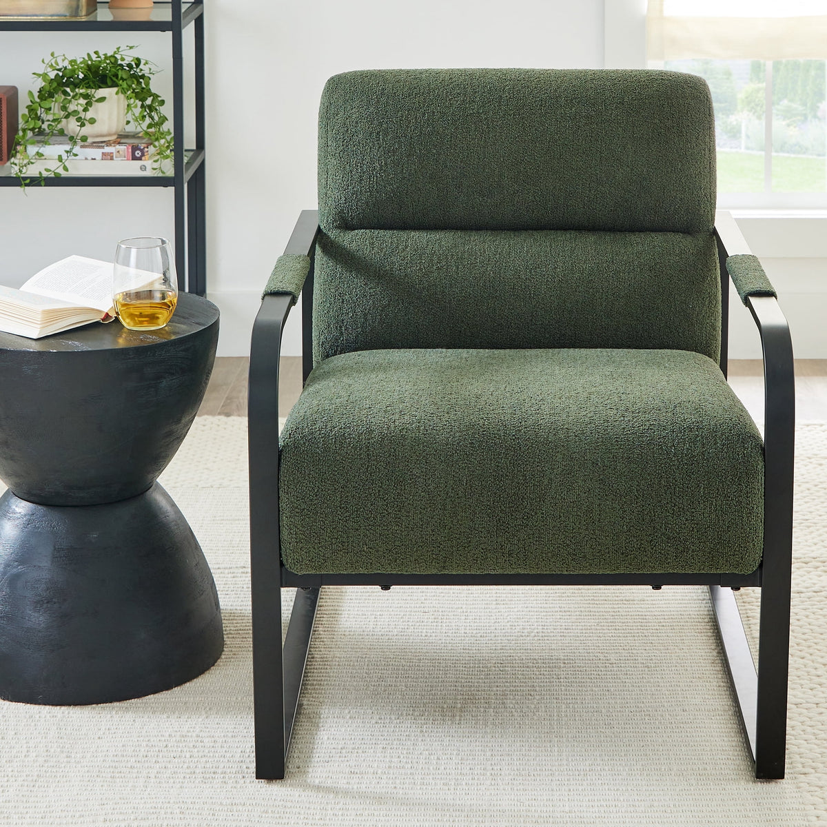 AVERO™ Wyatt Accent Chair, Olive Green Boucl - AVERO™